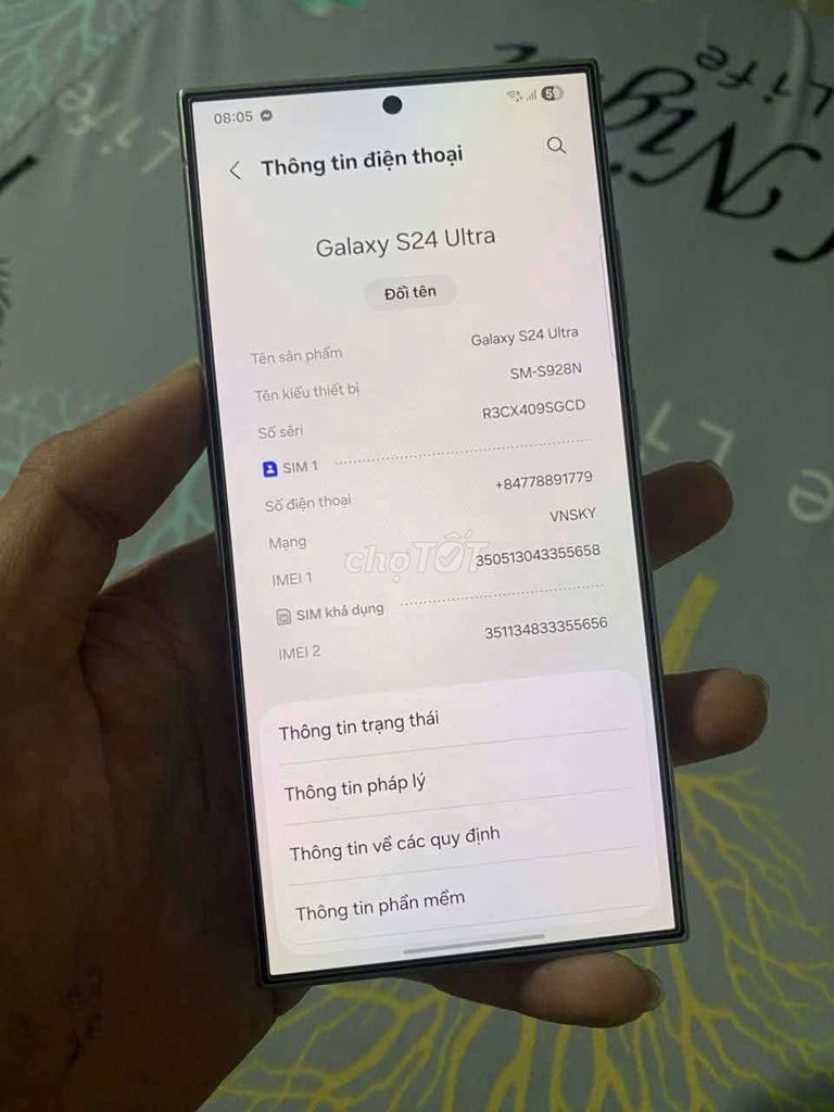 Samsung Galaxy S24 Ultra 256GB giao lưu. Mua bán Điện thoại tại Thành phố Biên Hòa Đồng Nai được đăng bởi Long Huynh hình 1