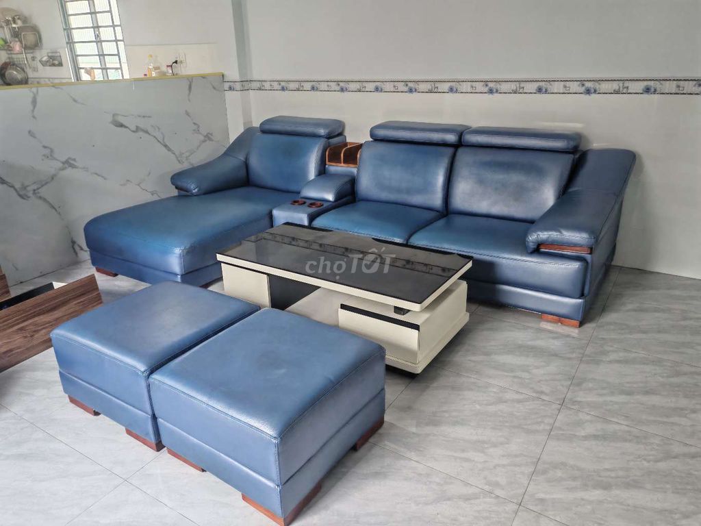 Bộ bàn ghế sofa Da Xanh đã sử dụng. Mua bán Bàn ghế tại Huyện Bàu Bàng Bình Dương được đăng bởi Ba Bún hình 1