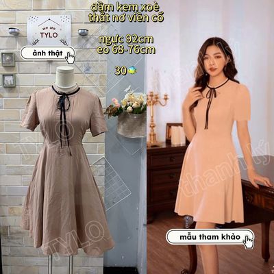 đầm kem cổ nơ đen xoè. Mua bán Quần áo tại Quận Bình Tân Tp Hồ Chí Minh được đăng bởi TYLO SHOP