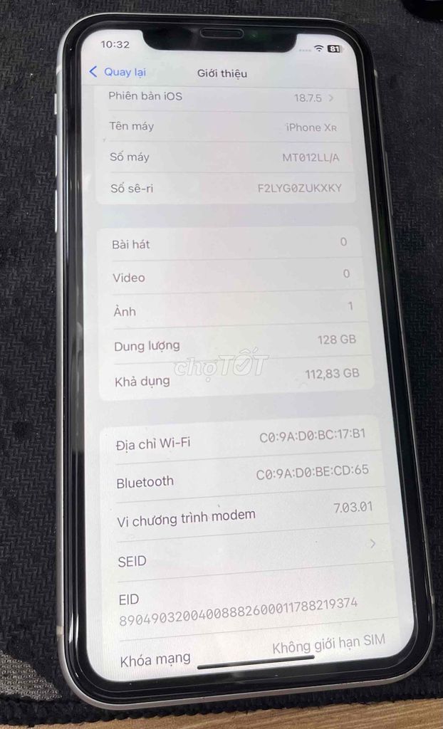 cần tiền bán lại xr 128gb zin all vỏ đẹp pin 92. Mua bán Điện thoại tại Quận Hà Đông Hà Nội được đăng bởi Hiếu Phạm hình 1
