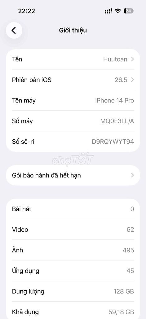 Apple iPhone 14 Pro 128GB Tím. Mua bán Điện thoại tại Huyện Xuân Lộc Đồng Nai được đăng bởi Toàn Nguyễn hình 1