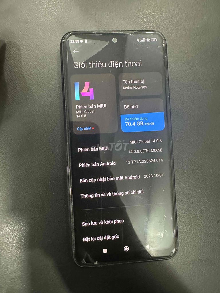 Xiaomi Redmi Note 10S 128GB Xám. Mua bán Điện thoại tại Huyện Cần Đước Long An được đăng bởi nguyễn hùng mạnh hình 1