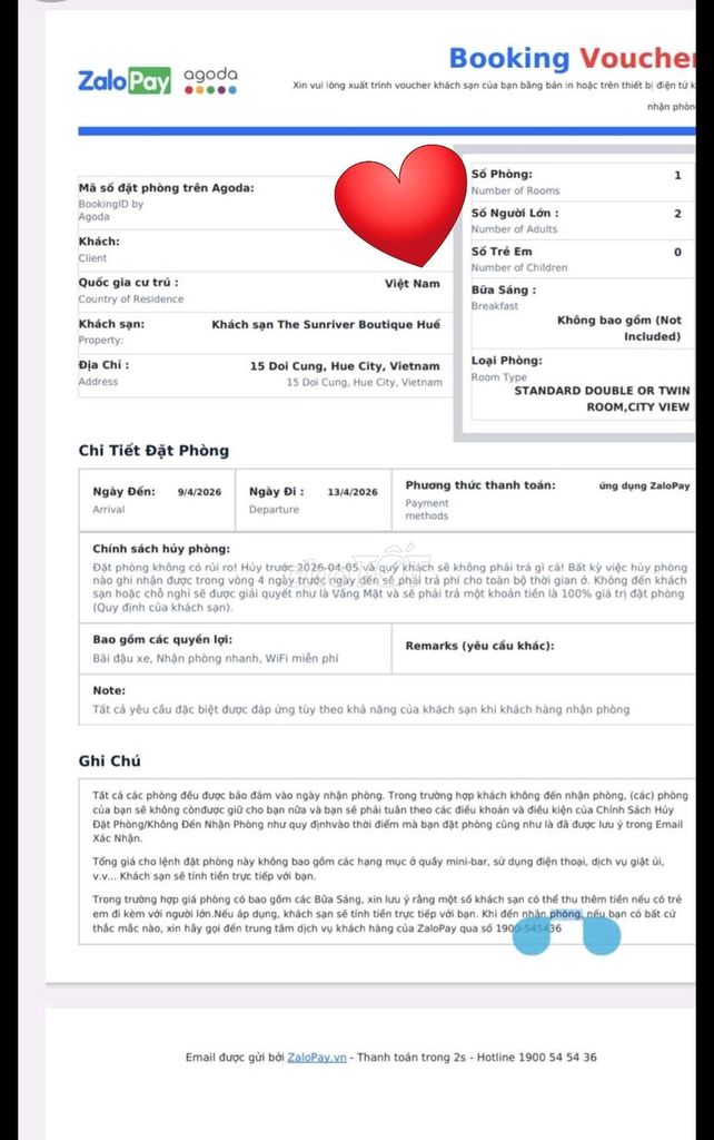 Em pass phòng The Sunriver Boutique Huế. Du lịch tại Huyện Bình Chánh Tp Hồ Chí Minh được đăng bởi Bảo hình 1