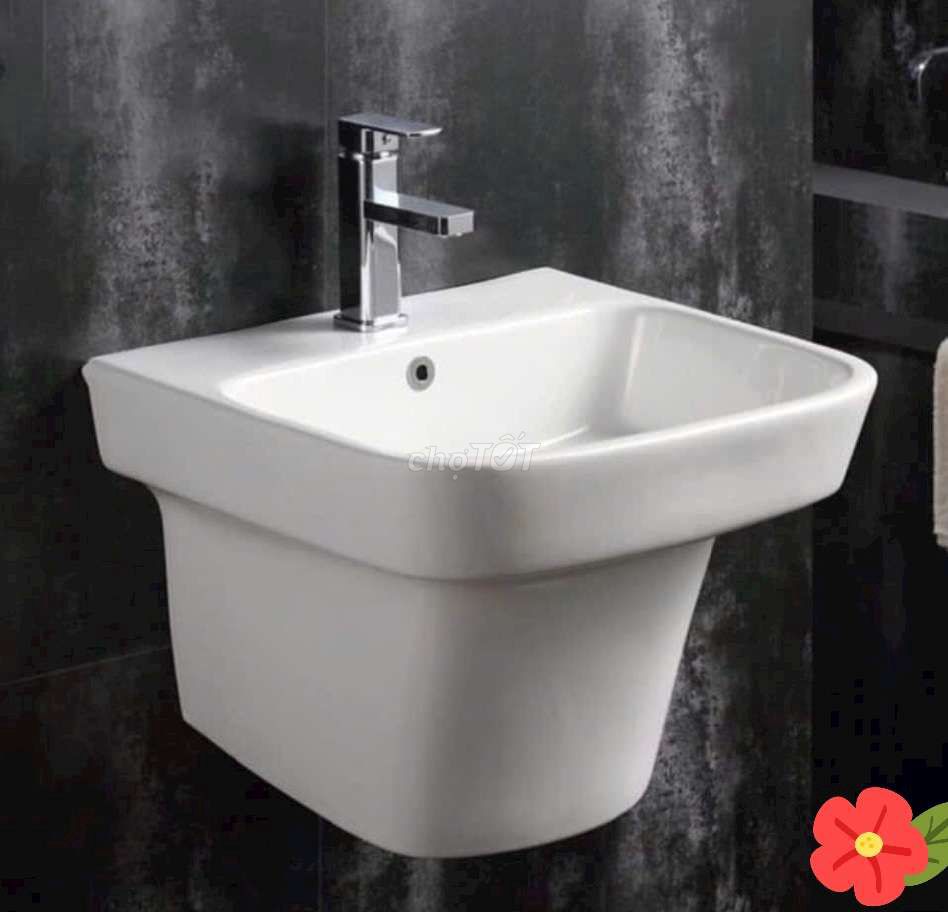 CHẬU LAVABO TREO LIỀN CHÂN