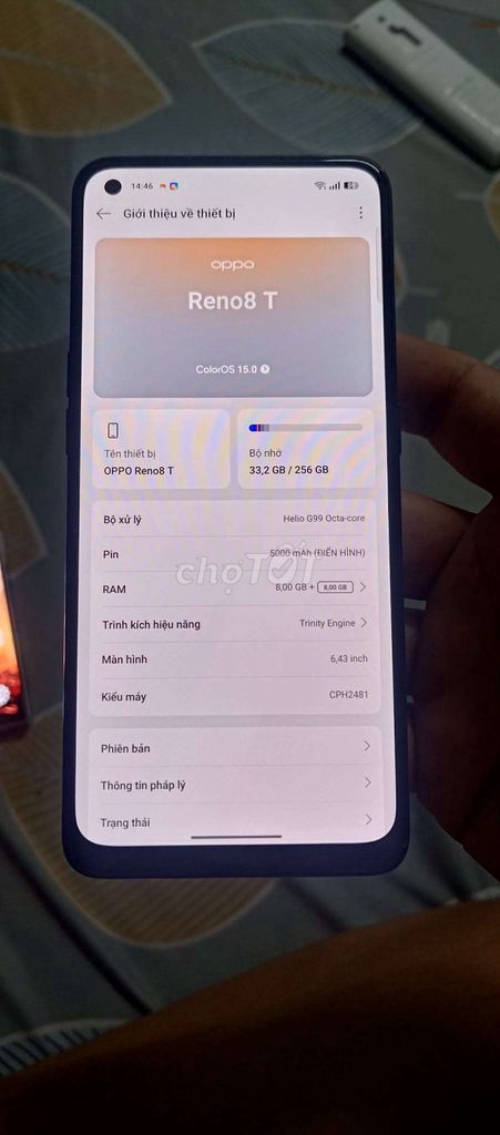 Oppo Reno 8T Đen 256GB. Mua bán Điện thoại tại Quận 8 Tp Hồ Chí Minh được đăng bởi Tăng chấn phong hình 1