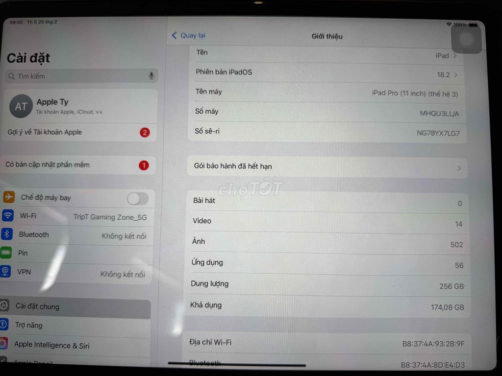 iPad Pro M1 2021 256GB wifi tặng kèm bàn phím xịn