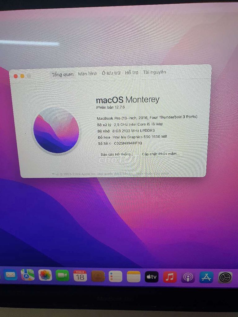 Apple MacBook Pro 2016 13 inch 8GB/500GB. Mua bán Laptop tại Huyện Thường Tín Hà Nội được đăng bởi Không Tên hình 1