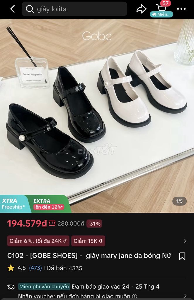 Giày mary jane da bóng Nữ (sz 38). Mua bán Giày dép tại Quận Gò Vấp Tp Hồ Chí Minh được đăng bởi Lâm Thanh Thảo  hình 1