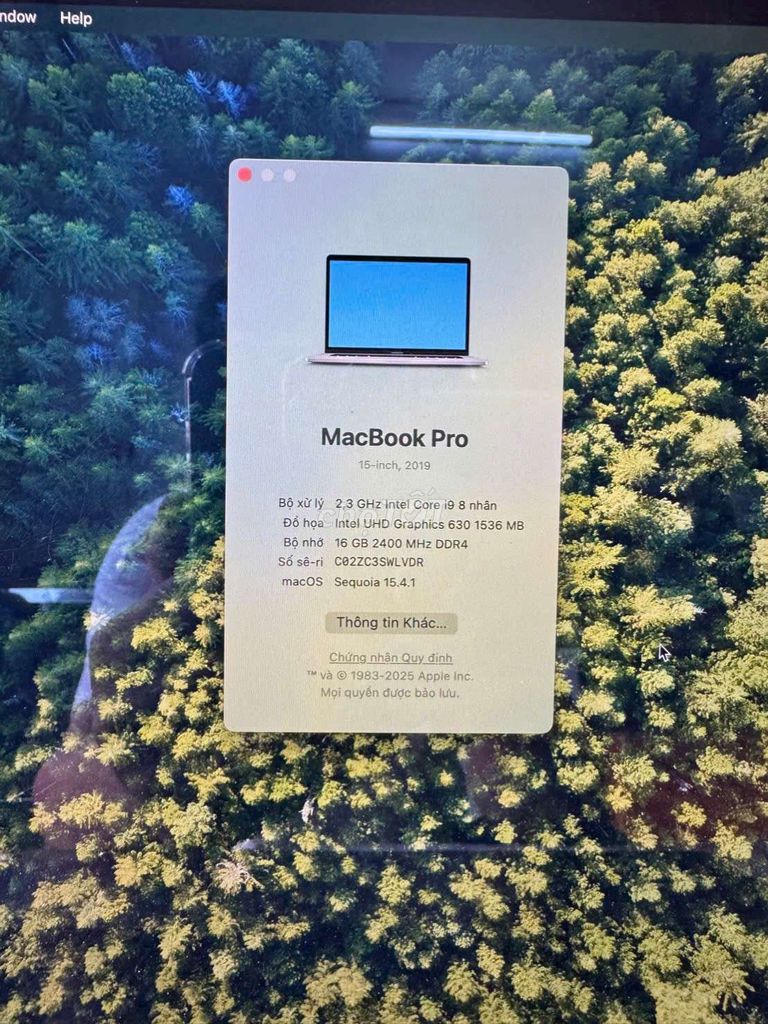 Apple MacBook Pro 2019 i9 16GB/1TB. Mua bán Laptop tại Quận Liên Chiểu Đà Nẵng được đăng bởi THD hình 1