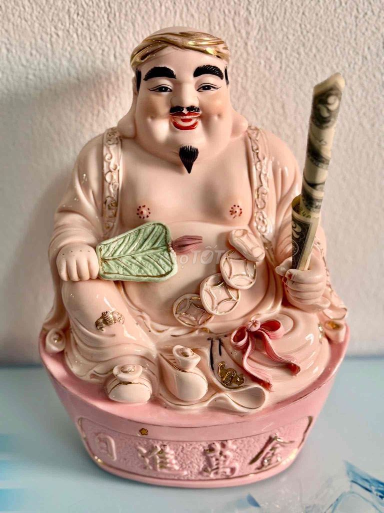 Tượng Thần Tài Gốm sứ Hồng 25cm. Mua bán Đồ sưu tầm, đồ cổ tại Quận Hải Châu Đà Nẵng được đăng bởi thắng  hình 1