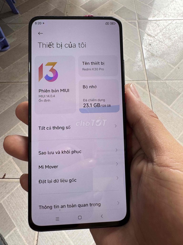 Xiaomi Redmi K30 Pro gam 8/128GB Xám Nguyên zin. Mua bán Điện thoại tại Huyện Châu Thành Bến Tre được đăng bởi Từ Văn Thanh hình 1