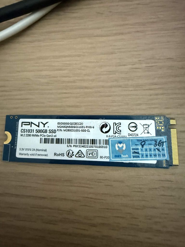 SSD PNY CS1031 500GB M.2 NVMe PCIe Gen3x4. Mua bán Linh kiện (RAM, Card...) tại Quận 3 Tp Hồ Chí Minh được đăng bởi LE hình 1