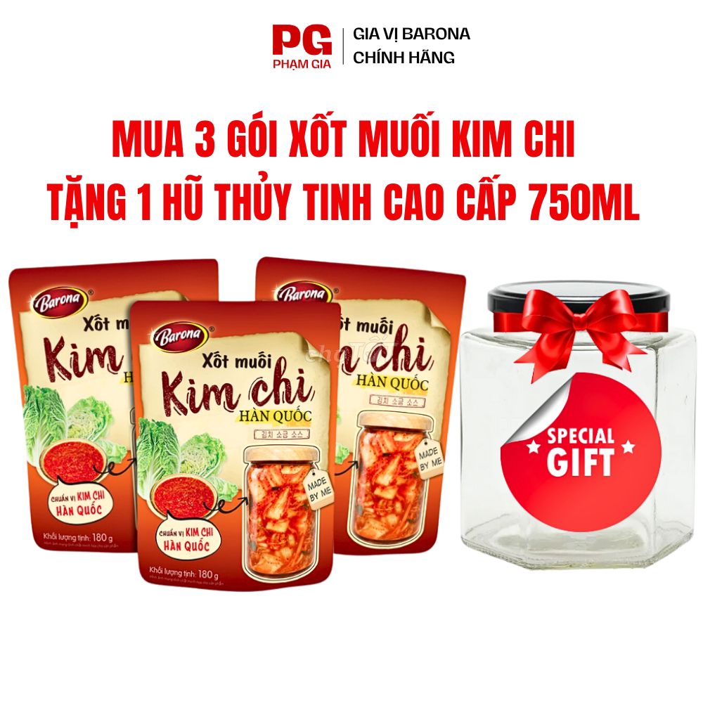 COMBO 3 Gói Xốt Muối Kim Chi, TẶNG 1 Hũ Thủy Tinh