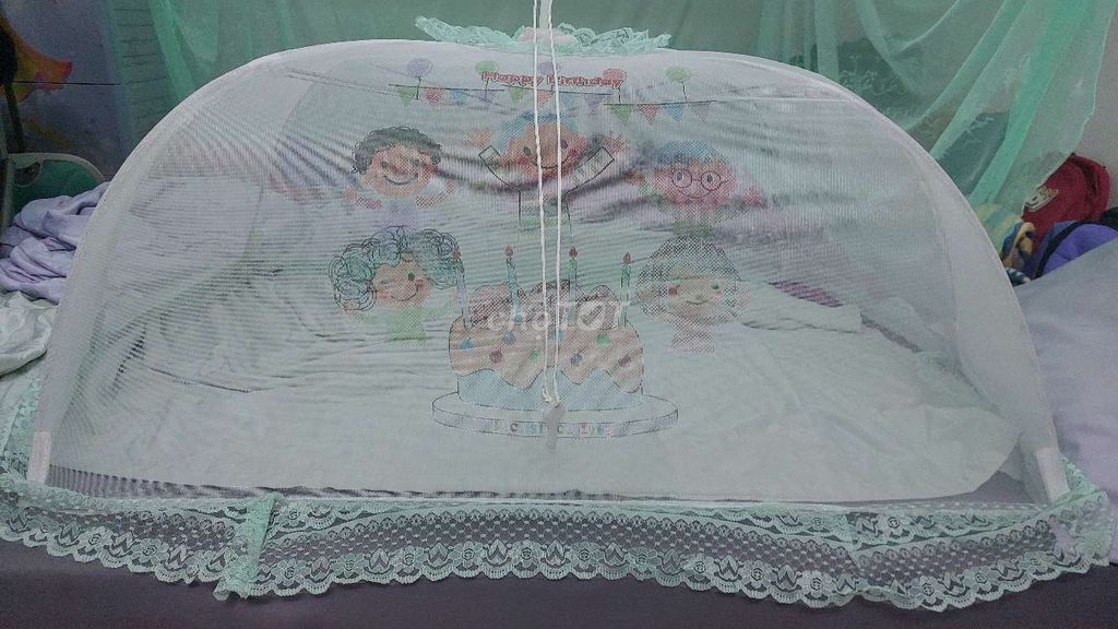 Giường lưới cho bé 120x60 Xanh trắng. Mua bán Mẹ và bé tại Quận Bình Tân Tp Hồ Chí Minh được đăng bởi Đồ tùm lum hình 1