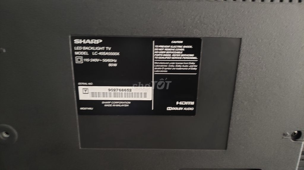 0783610344 - Smart Tivi 40in SHARP LC-40AS5500X BH tới 2021