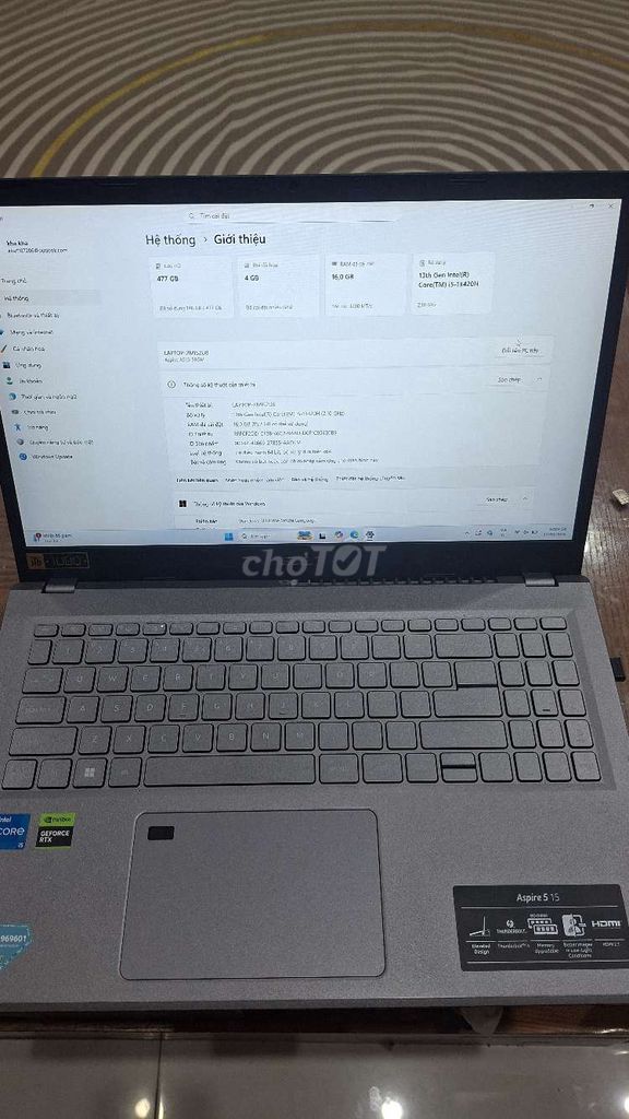 Acer Aspire 5 15 i5-13420H 16GB/512GB. Mua bán Laptop tại Huyện Gia Lâm Hà Nội được đăng bởi Hoàng Ngọc hình 1