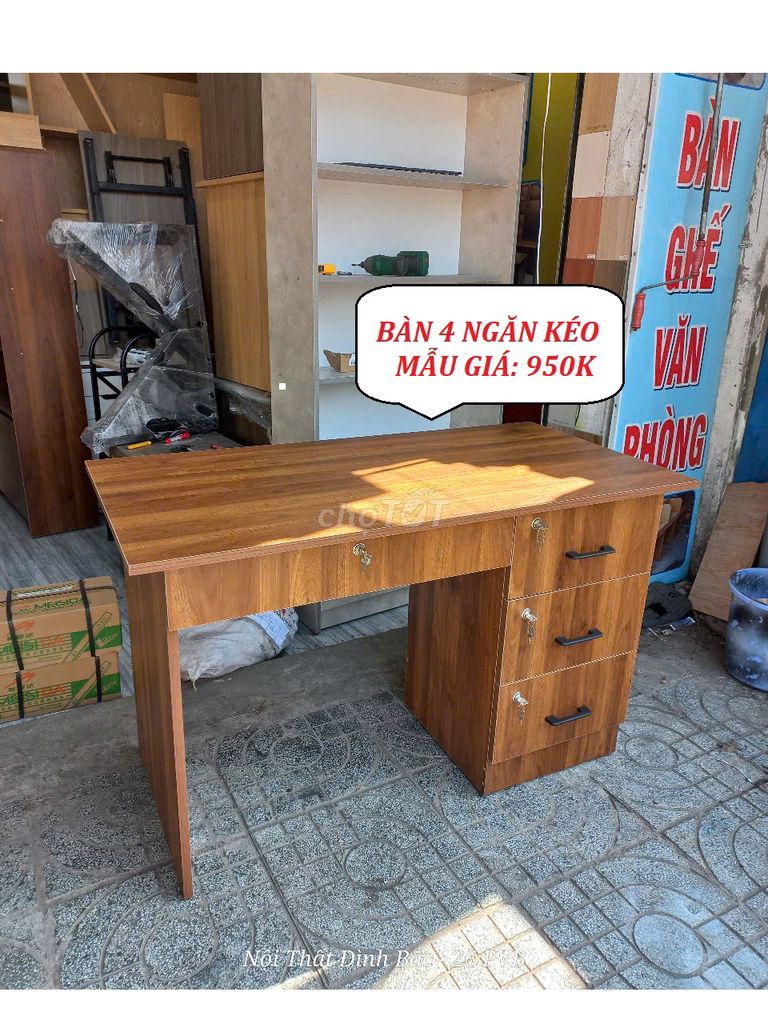 BÀN LÀM VIỆC VĂN PHÒNG & BÀN HỌC SINH 1M2 NÂU ĐỎ