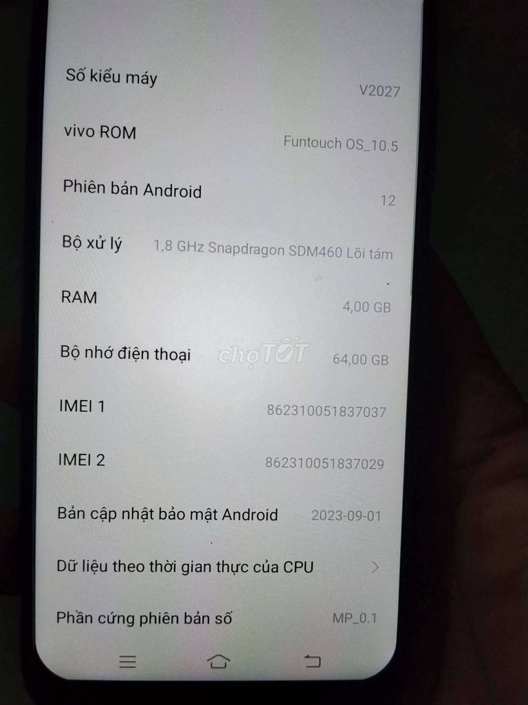 Vivo V2027 64GB Xanh. Mua bán Điện thoại tại Thành phố Sa Đéc Đồng Tháp được đăng bởi Chaunhiem Nhiem hình 1