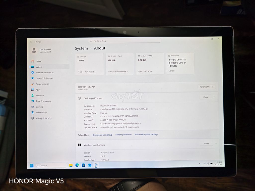 Surface Pro 6 i5-8250U 8GB/128GB pin 42/45. Mua bán Máy tính bảng tại Quận Ba Đình Hà Nội được đăng bởi Tuấn Anh hình 1