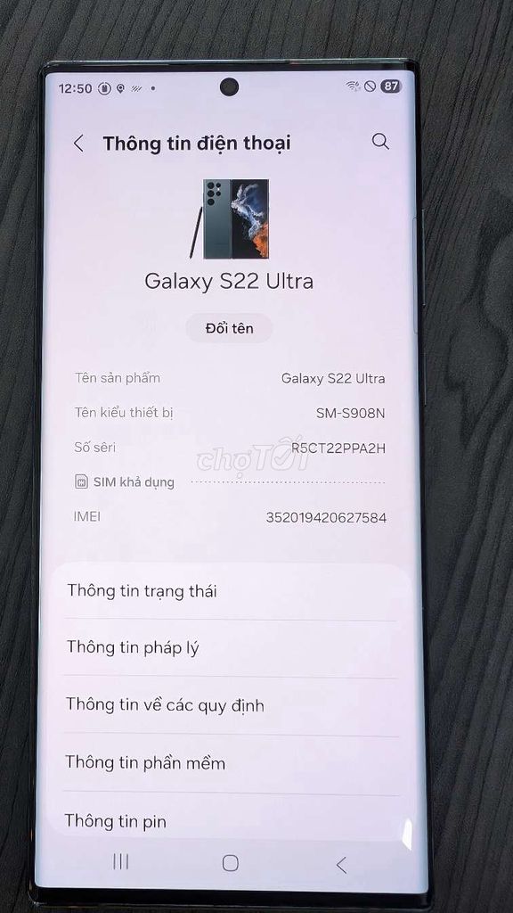 Cần bán Samsung S22 Utral bản Hàn