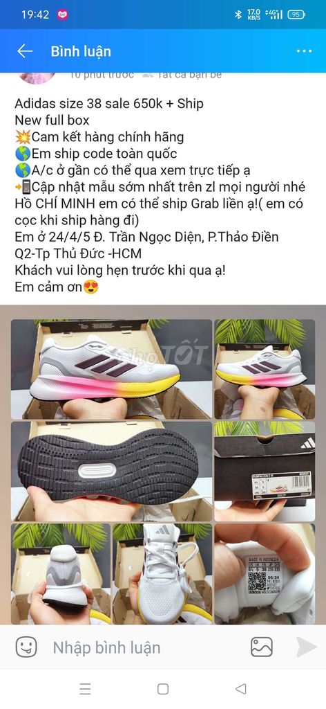 Giày Adidas size 38 chính hãng new có hộp