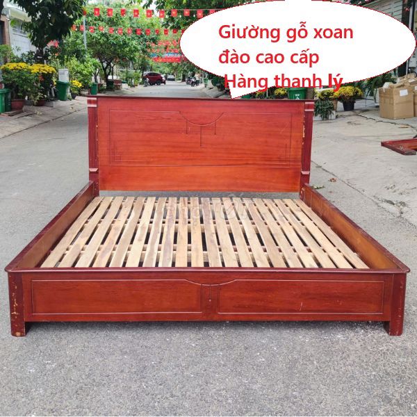 Giường Gỗ Xoan Đào Nâu Đỏ Thanh Lý. Mua bán Giường, chăn ga gối nệm tại Quận 12 Tp Hồ Chí Minh được đăng bởi Thanh lý Nội thất giá sỉ hình 1