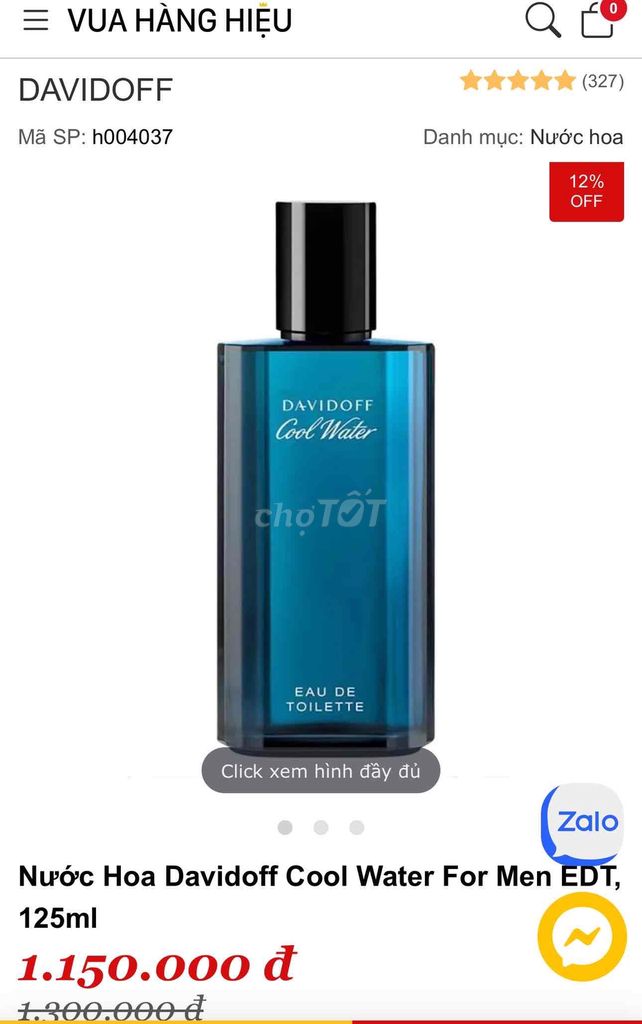 Nước hoa Davidoff Cool Water 125ml full seal