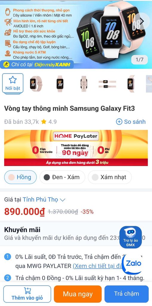 Galaxy Fit 3 mới nguyên seal 100%. Mua bán Thiết bị đeo thông minh tại Huyện Lập Thạch Vĩnh Phúc được đăng bởi Android hình 1