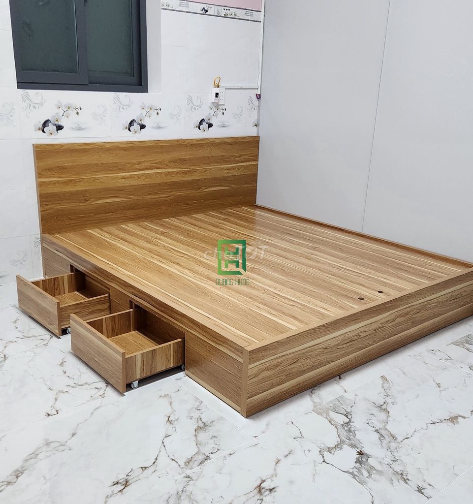 Giường ngủ Quang Hùng Gỗ MDF 120x200cm. Mua bán Giường, chăn ga gối nệm tại Quận Tân Phú Tp Hồ Chí Minh được đăng bởi Nội Thất Quang Hùng TD hình 1