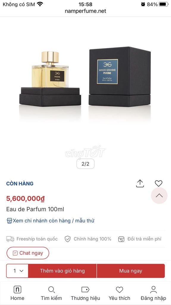 Nước hoa Manos Gerakinis Pivoine 100ml Nữ. Mua bán Nước hoa tại Quận 3 Tp Hồ Chí Minh được đăng bởi Tinh Jackson hình 1