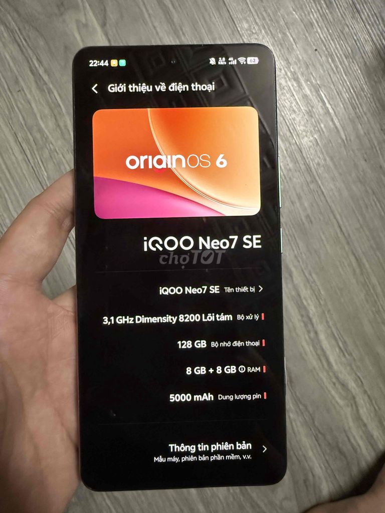iQOO Neo 7 SE 8GB/128GB Xanh. Mua bán Điện thoại tại Quận 12 Tp Hồ Chí Minh được đăng bởi Hữu Nhân hình 1