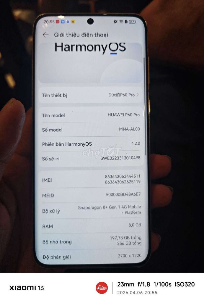 Huawei P60 Pro 256GB Trắng. Mua bán Điện thoại tại Quận 6 Tp Hồ Chí Minh được đăng bởi Huỳnh Minh Đức hình 1