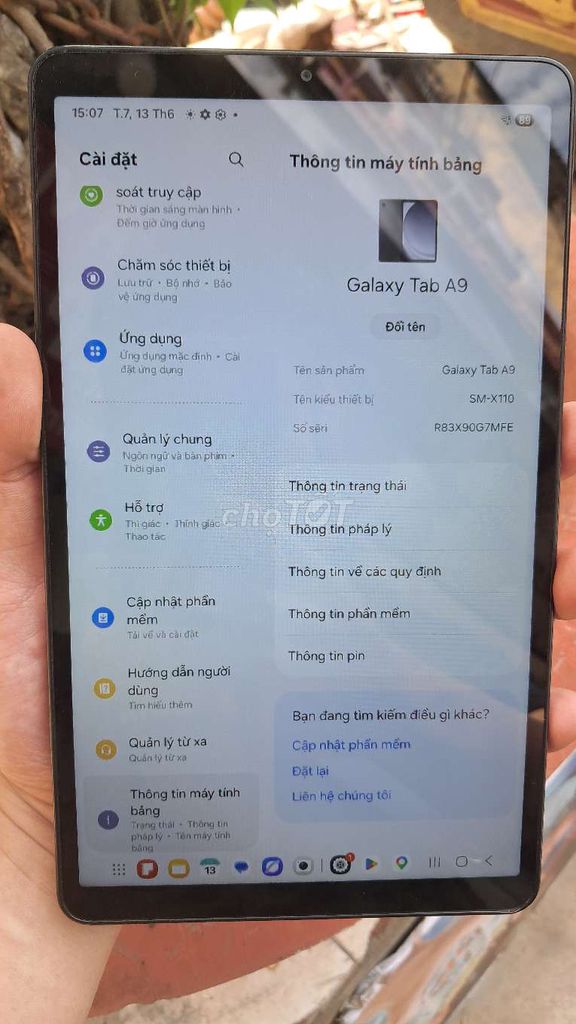 Samsung Galaxy Tab A9 Đen. Mua bán Máy tính bảng tại Quận Hai Bà Trưng Hà Nội được đăng bởi bùi hữu liêm  hình 1
