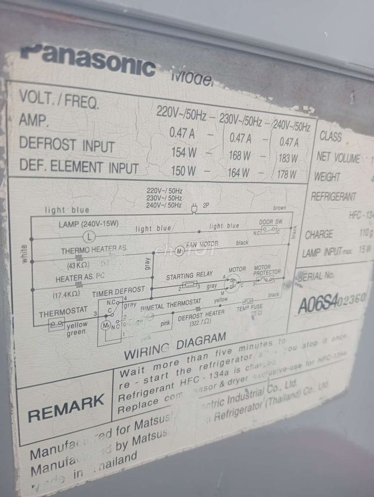 Bán tủ lạnh Panasonic 2cửa 196lit