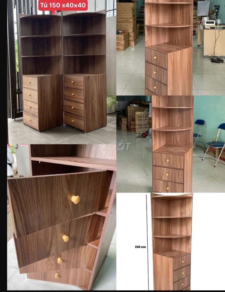 Kệ góc Gỗ Nâu 150x40x40cm 799k. Mua bán Tủ, kệ gia đình tại Quận Thanh Khê Đà Nẵng được đăng bởi Gia Dụng Thủy Lê hình 1
