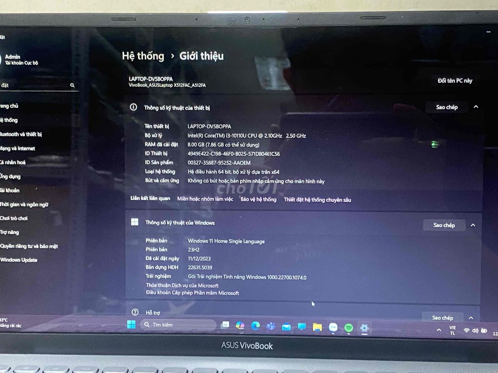 Cần bán Laptop Asus ViVoBook 15. Mua bán Laptop tại Quận 4 Tp Hồ Chí Minh được đăng bởi Dương Trường Sơn hình 5