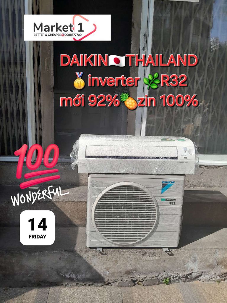 DAIKIN INVERTER TIẾT KIỆM ĐIỆN, zin100%, sx Thái