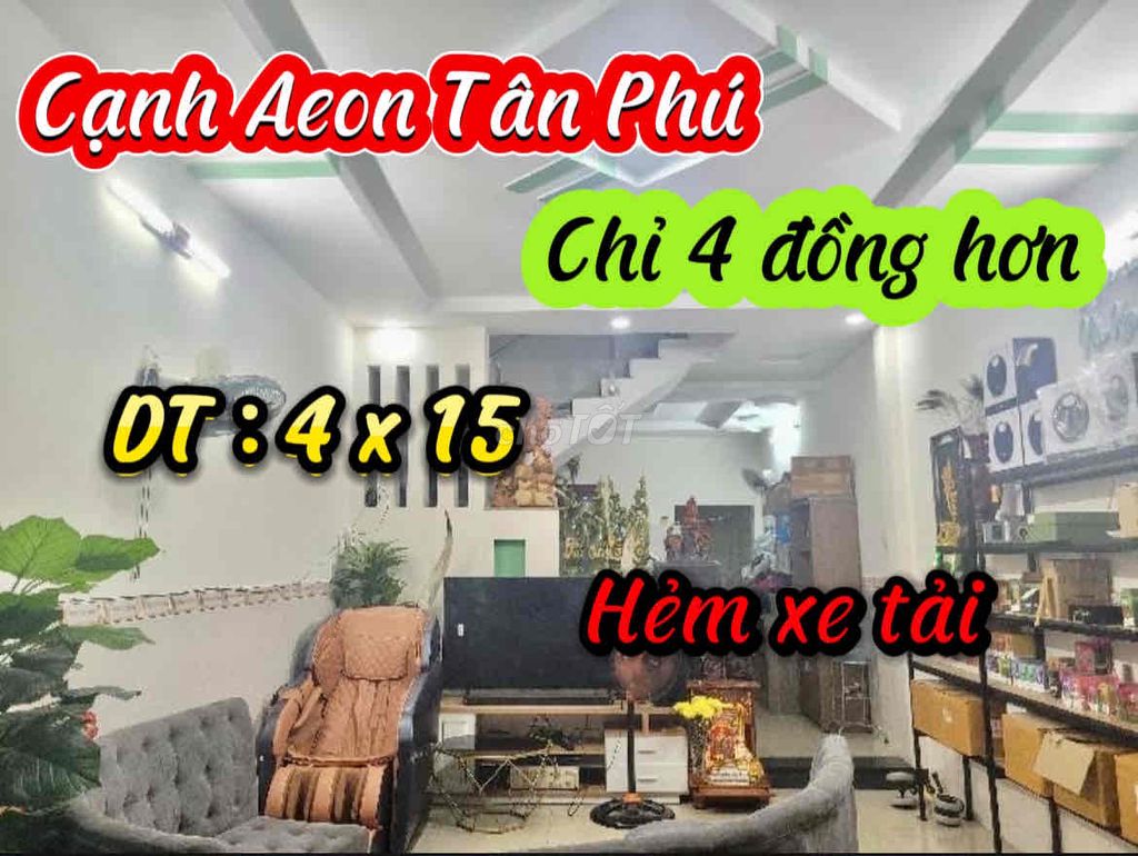 Sát chân Aeon Tân Phú - 60m2 - chỉ 4 đồng hơn