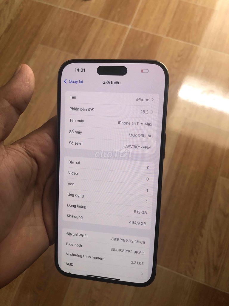 iPhone 15 Pro Max 512GB Xám QT. Mua bán Điện thoại tại Quận 12 Tp Hồ Chí Minh được đăng bởi Tùng Lâm71 hình 1