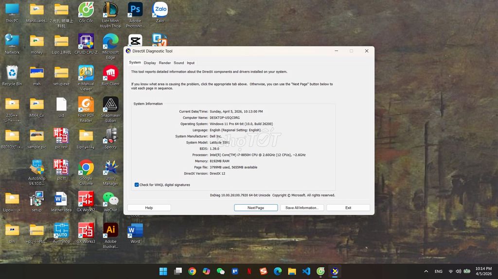 Dell Latitude 5591 i7 8GB/238GB Đen. Mua bán Laptop tại Thành phố Bắc Giang Bắc Giang được đăng bởi Xuân Hoà hình 1