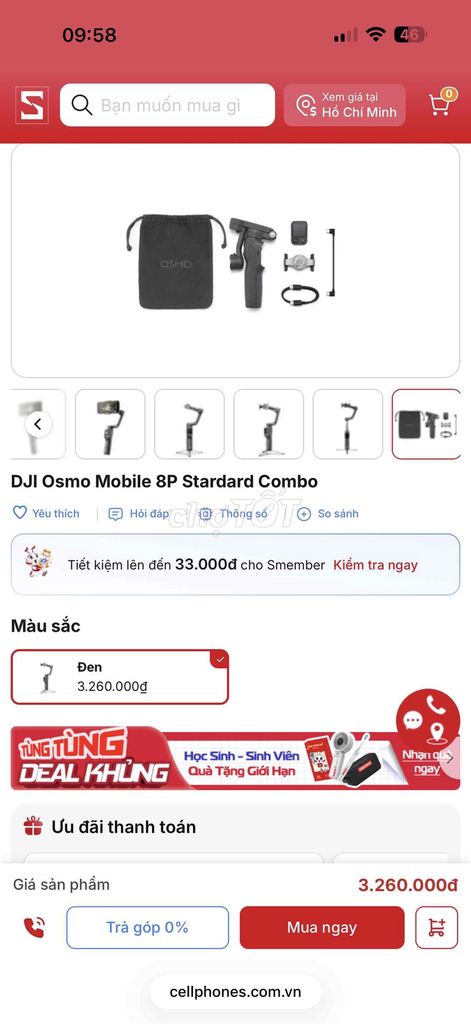 DJI Osmo Mobile 8P Gimbal tay cầm chống rung - Đen. Mua bán Phụ kiện (Màn hình, Chuột...) tại Huyện Cần Đước Long An được đăng bởi Phi hình 1