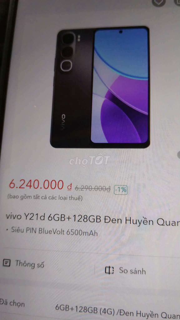 Vivo Y21d 128GB Đen Huyền Quang Like New. Mua bán Điện thoại tại Huyện Dầu Tiếng Bình Dương được đăng bởi Tuan hình 1