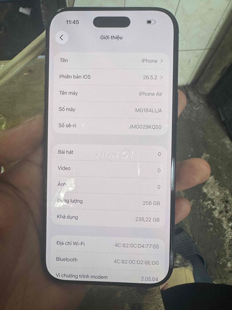 Apple iPhone Air lock 256GB Đen. Mua bán Điện thoại tại Quận Bình Tân Tp Hồ Chí Minh được đăng bởi Duong Tuan Manh hình 1