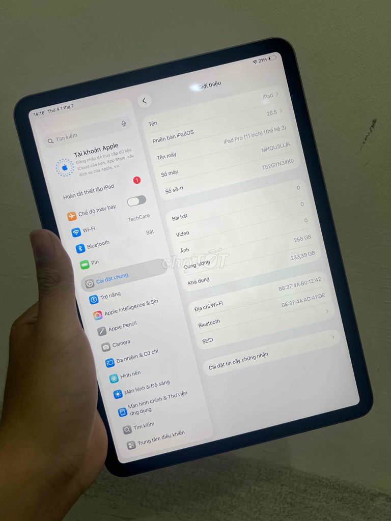 iPad Pro 11” M1 256GB Xám Pin 95%. Mua bán Máy tính bảng tại Quận Tân Bình Tp Hồ Chí Minh được đăng bởi TechCare hình 1