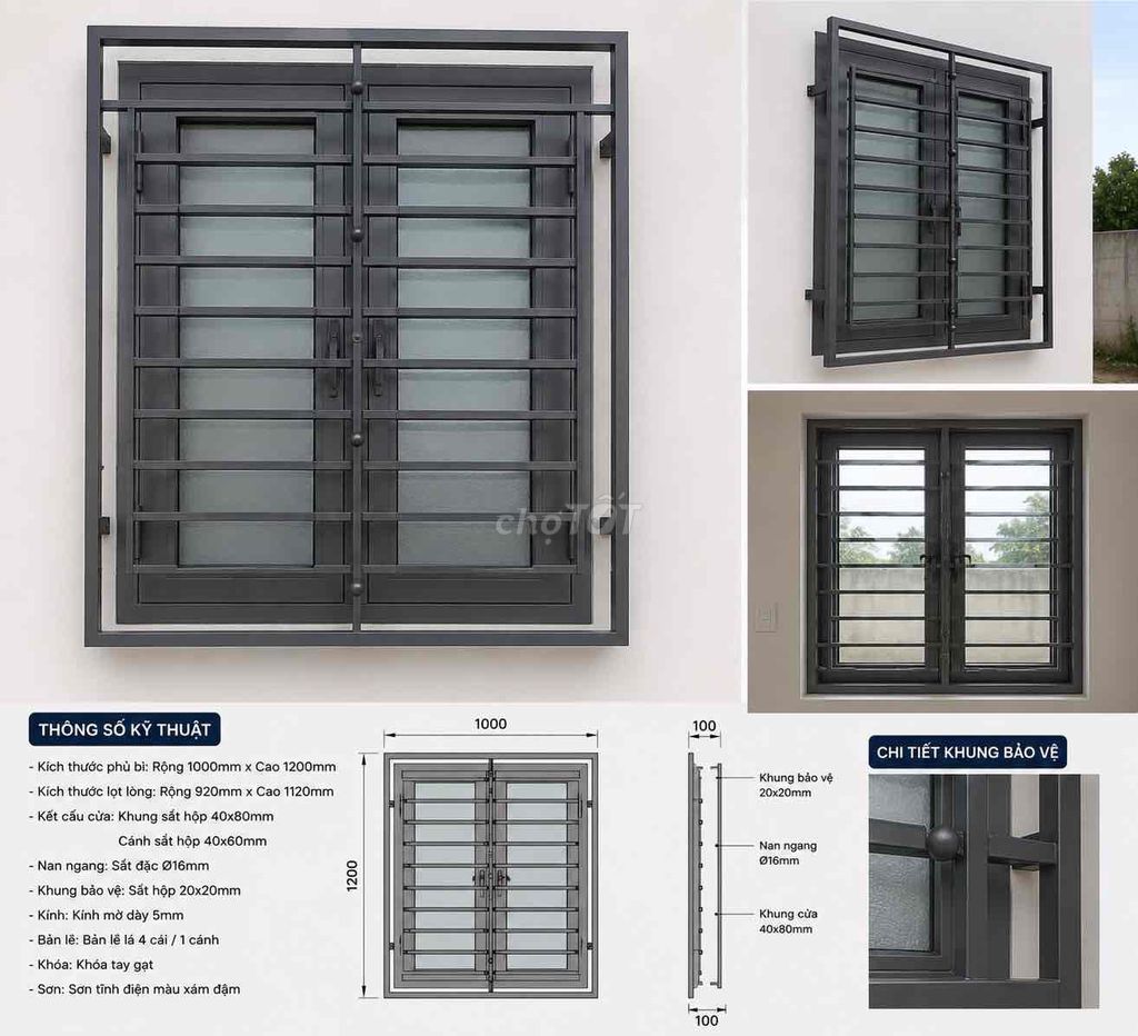 Cửa sổ sắt 2 cánh xám đậm 1m x 1.2m. Mua bán Nội thất, đồ gia dụng khác tại Quận 7 Tp Hồ Chí Minh được đăng bởi Cao Tiến quận 7 hình 1