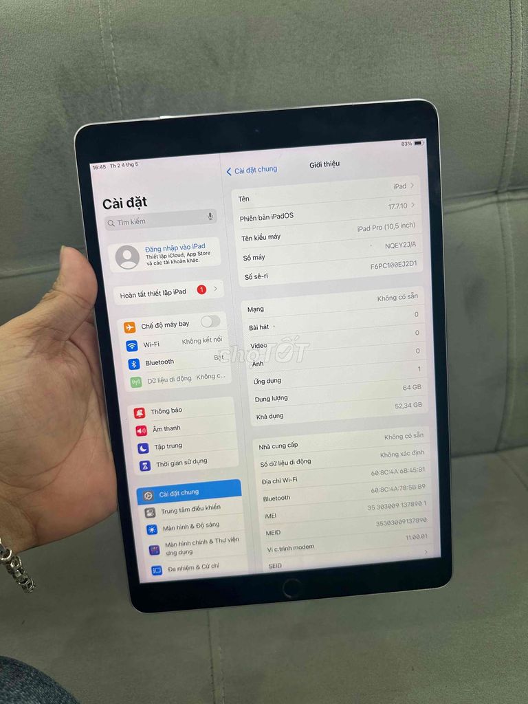 Apple iPad Pro 2017 10.5 inch 64GB. Mua bán Máy tính bảng tại Quận Đống Đa Hà Nội được đăng bởi Ng Hoang Anh hình 1