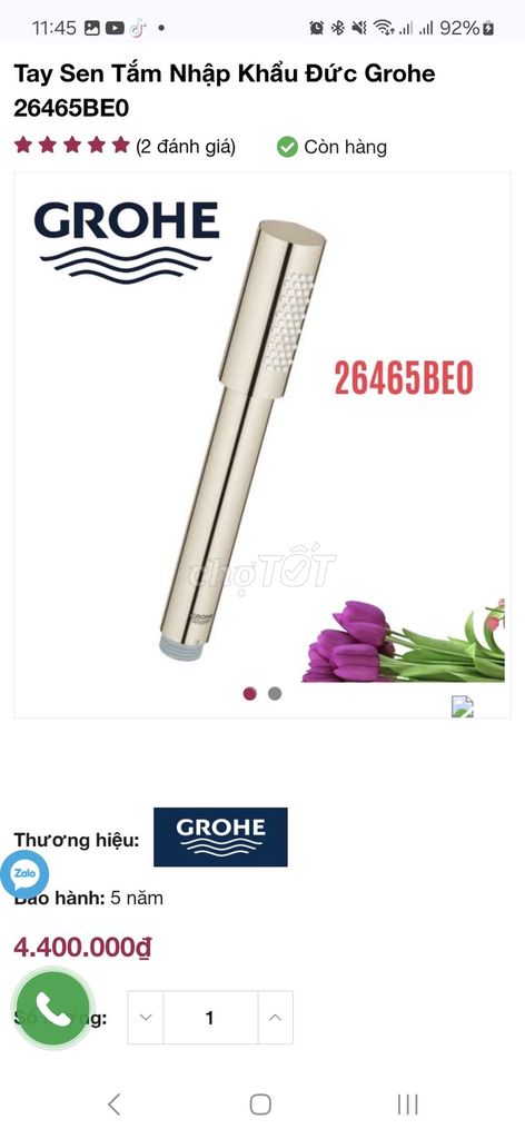 Thanh lý vòi sen GROHE mới 99%