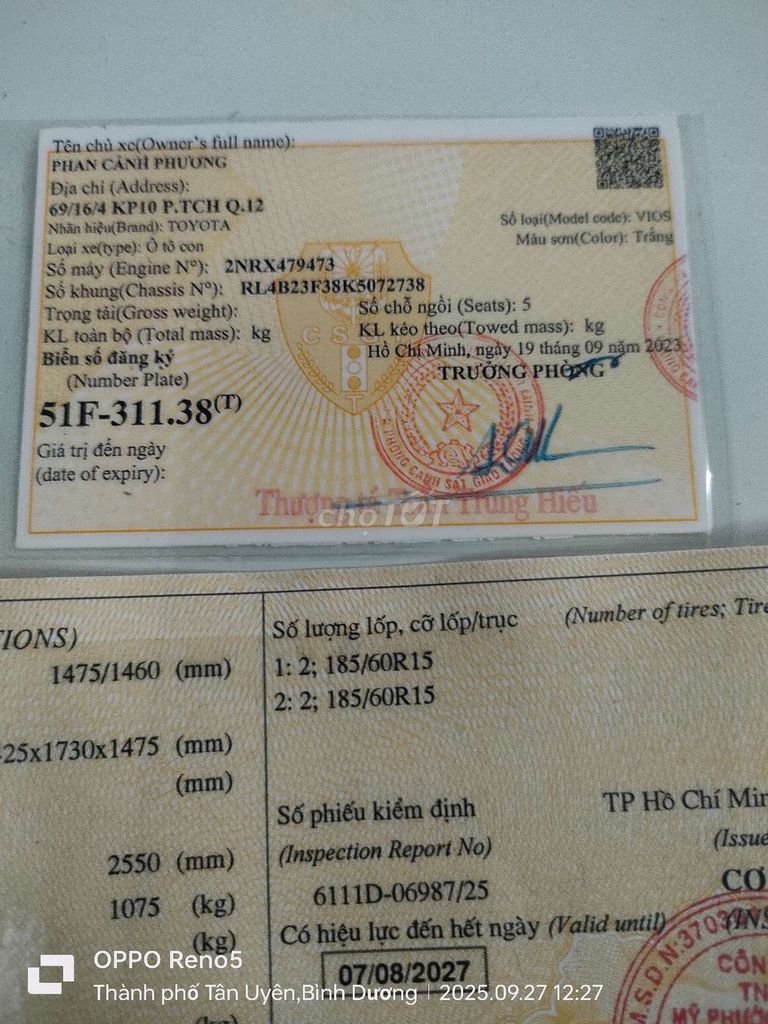 Toyota Vios 1.5G CVT 2019 Trắng Sedan. Mua bán Ô tô tại Thị xã Tân Uyên Bình Dương được đăng bởi phan cảnh phương hình 20