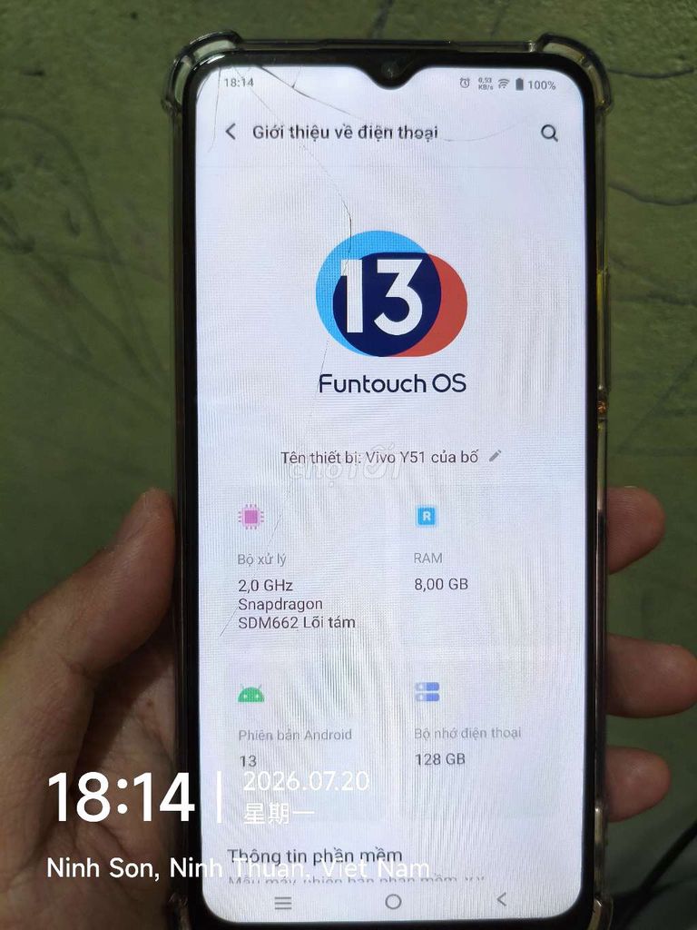 Vivo Y51 128GB Xanh. Mua bán Điện thoại tại Huyện Ninh Sơn Ninh Thuận được đăng bởi Long hình 1