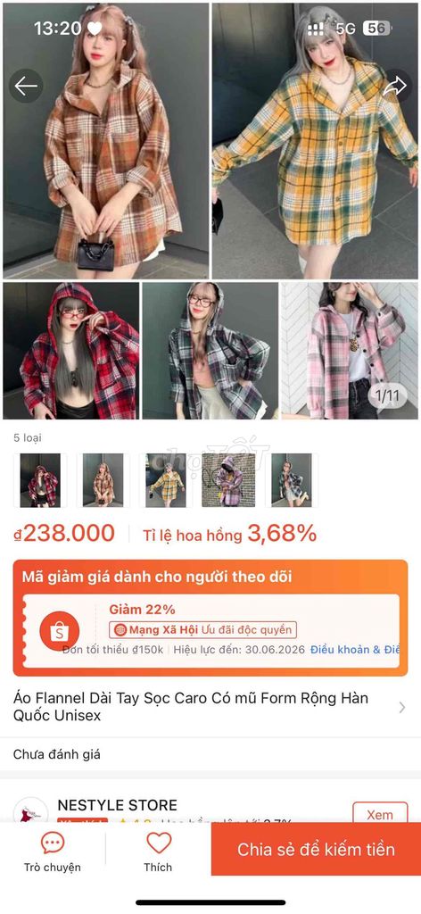 Áo sơ mi Flannel Unisex 90%. Mua bán Quần áo tại Huyện Thủ Thừa Long An được đăng bởi Bảo Bối hình 1